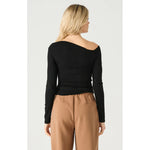 Long Sleeve Draped Top - Black