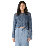 Long Sleeve Crochet Sweater - Washed Indigo