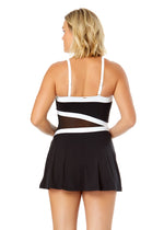 Women's Mesh Around Paneled Strapless Mesh Swim Dress
