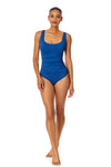 Anne Cole Slate Blue Classic Square Neck One Piece