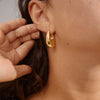 Autumn chunky retro hoop earrings gold-plated