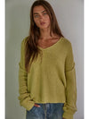 Knit Sweater V-Neck Long Sleeve Top