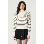 Dex LS Half Zip Textured Sweater - Stripe