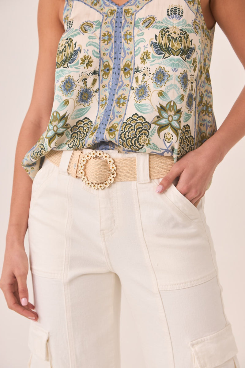 Raffia Flower Buckle Belt