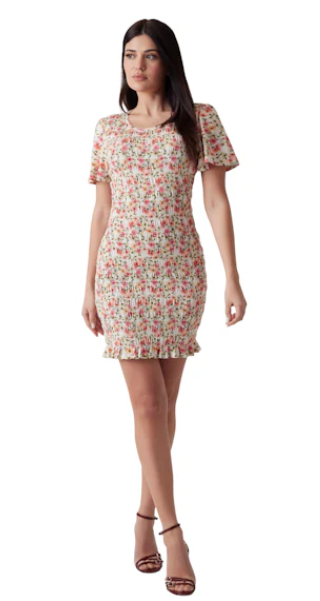 Guess - Claire Smock Dress in Little Painted Daisies Print
