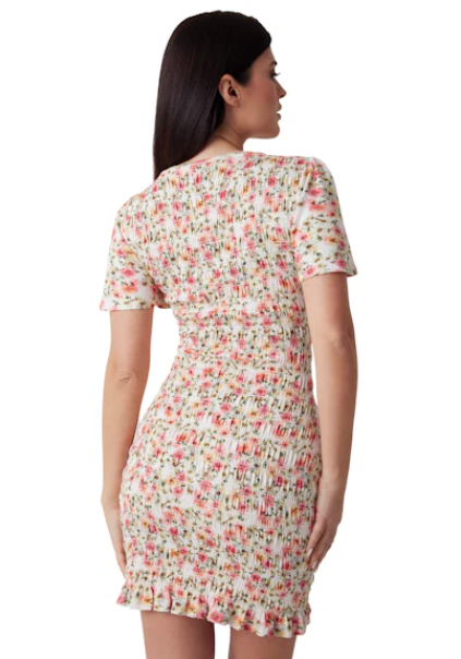 Guess - Claire Smock Dress in Little Painted Daisies Print