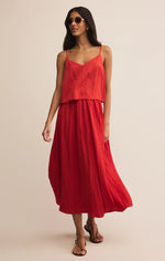 Fiore Satin Crinkle Midi Skirt