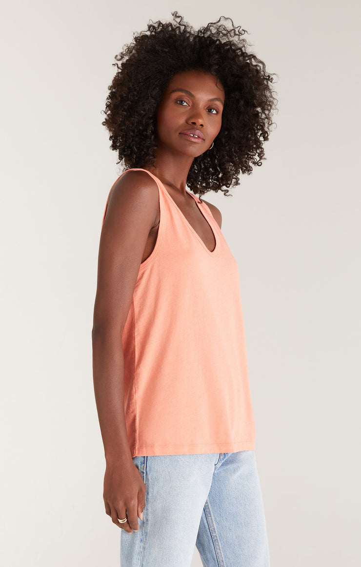 Pia V-Neck Tank in Orange Sorbet