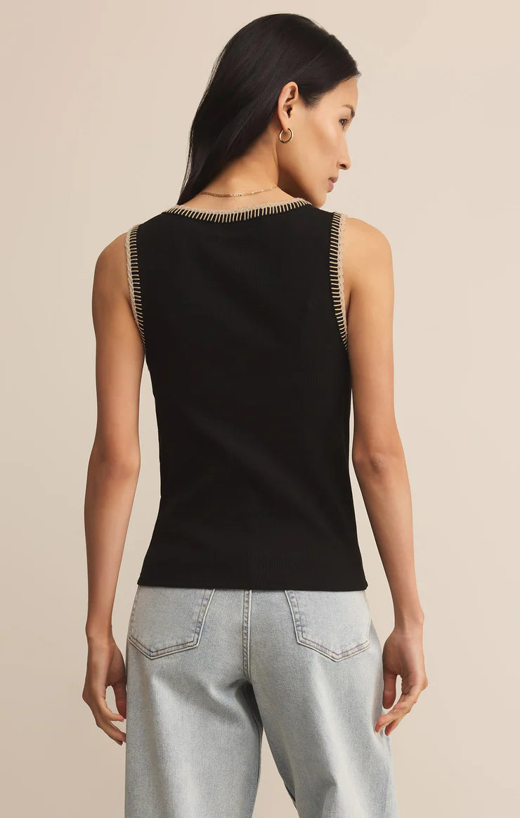 Social Whipstitch Tank- Black