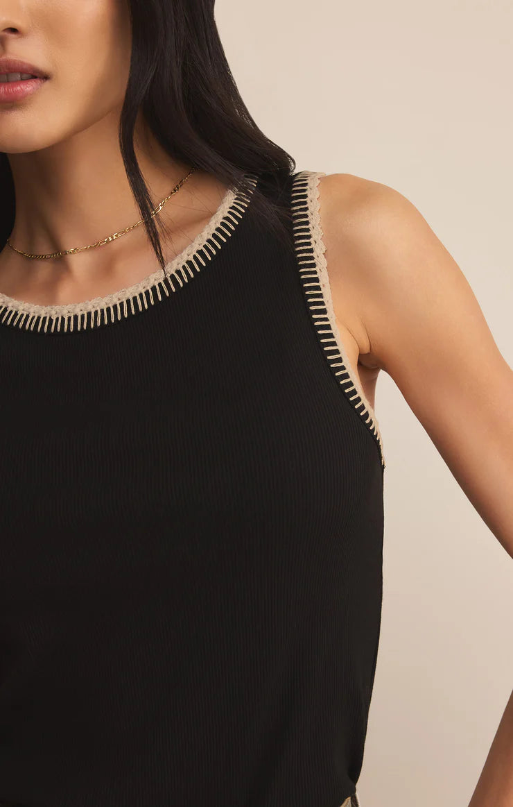 Social Whipstitch Tank- Black