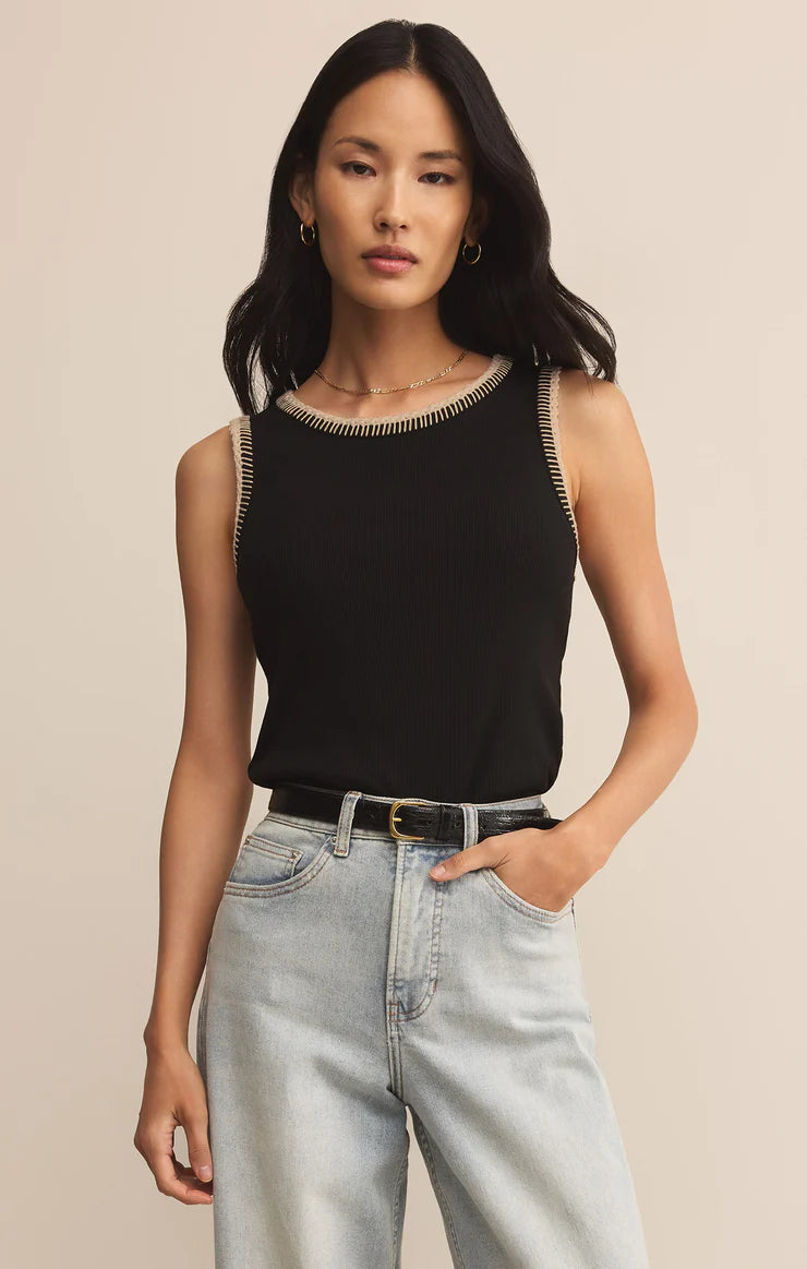 Social Whipstitch Tank- Black