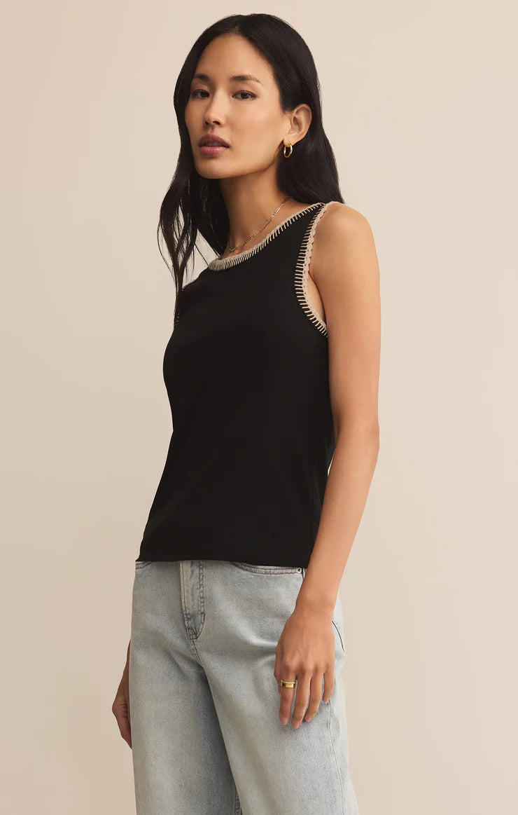 Social Whipstitch Tank- Black