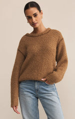 Romnie Whipstitch Sweater- Coconut