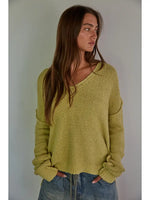 Knit Sweater V-Neck Long Sleeve Top