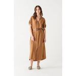 Bronze Belted Midi  Shirt Dress