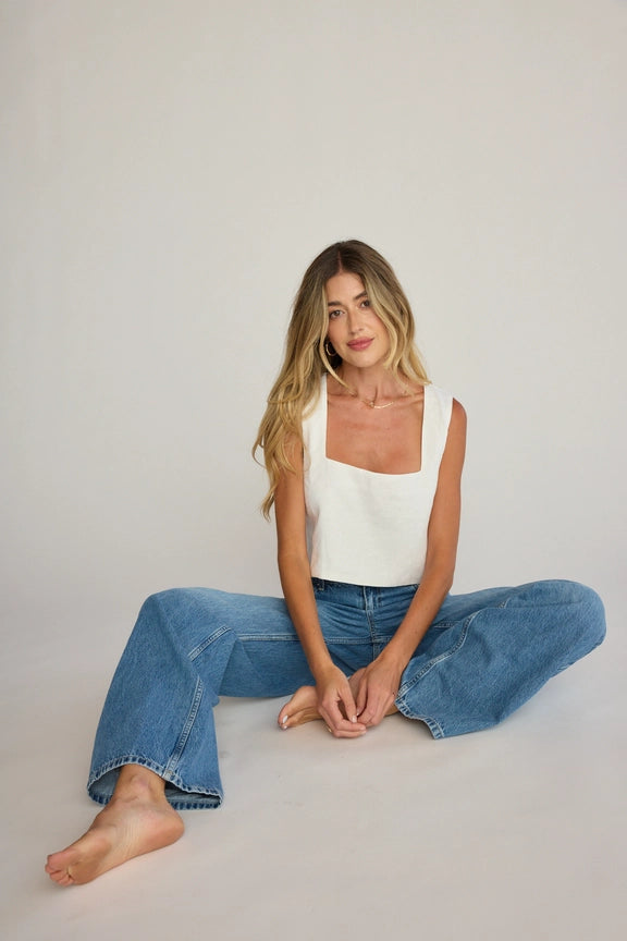 Dahlia Linen Top White