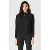 Long Sleeve Mock Neck Ribbed Top - Black