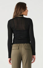 LS Mock Neck Ribbed Top