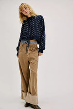 Easy Street Patterned Crop - Navy Combo