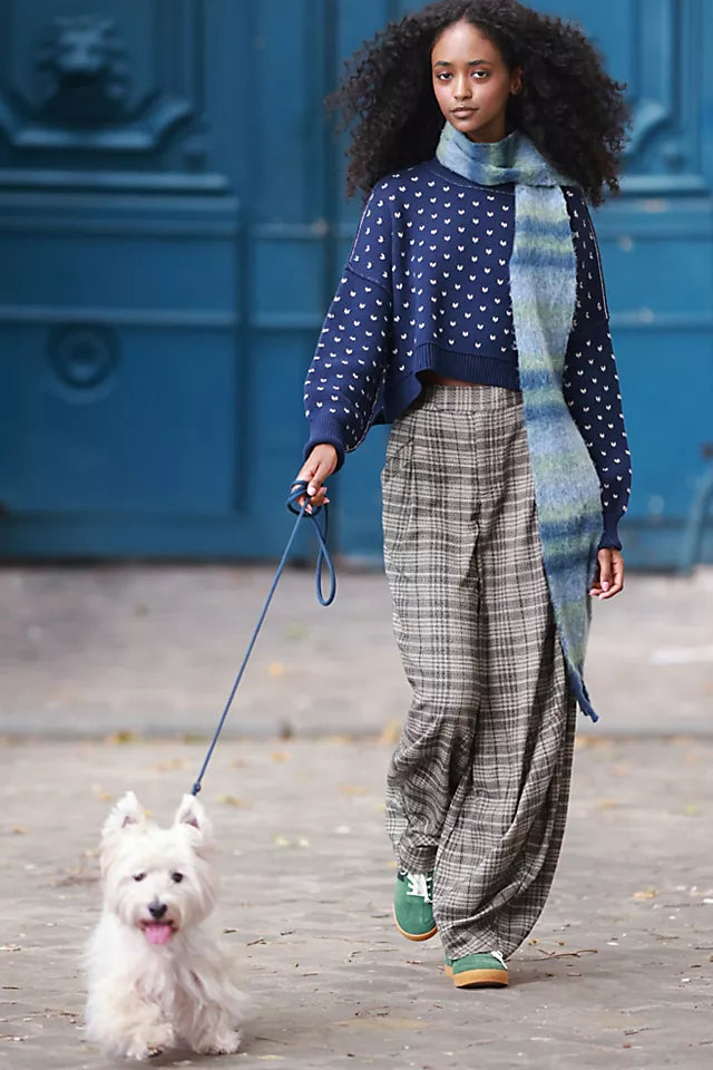 Easy Street Patterned Crop - Navy Combo