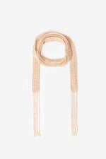Beaded Fringes Beige Scarf