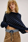 Easy Street Patterned Crop - Navy Combo