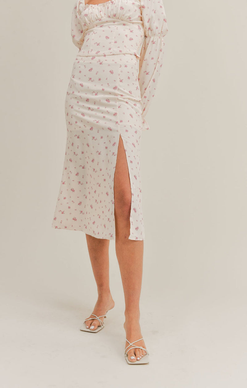Feminine Floral Midi Skirt