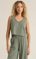 Sloane V-Neck Top Palm Green