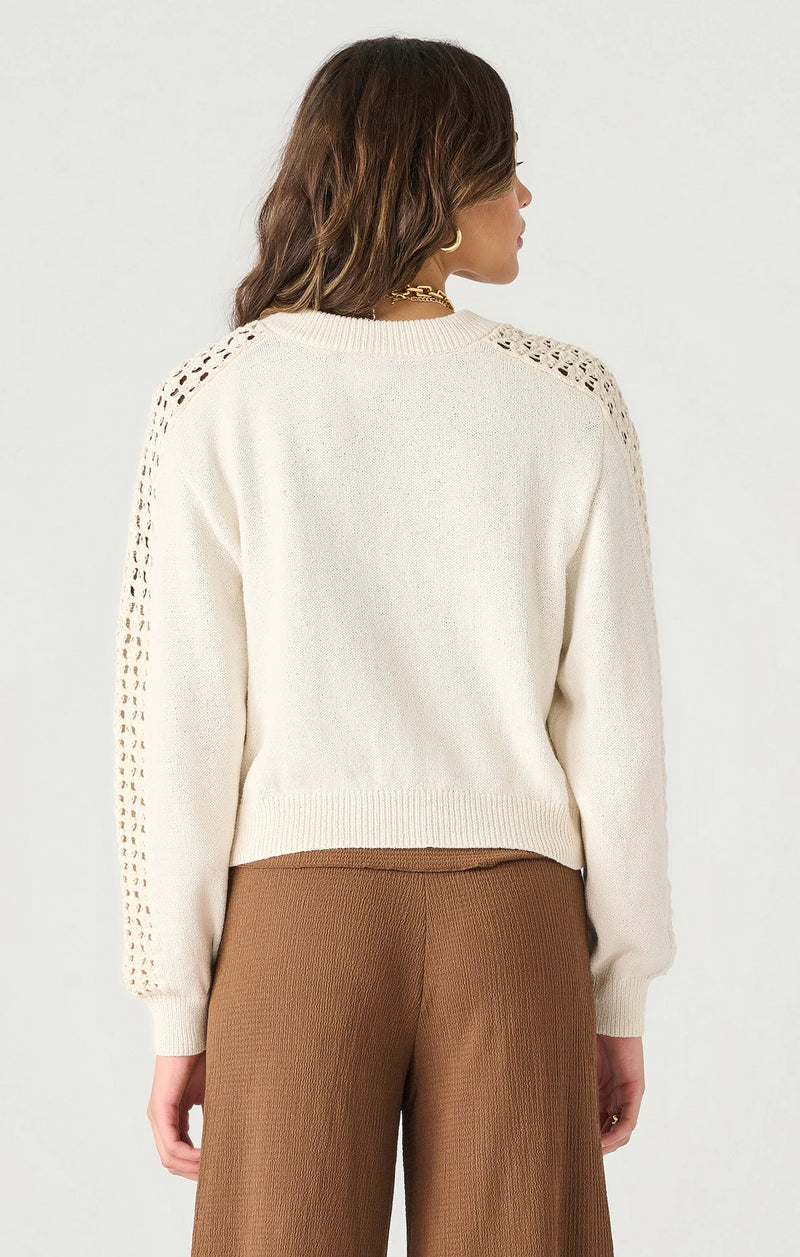 Crochet Sleeve Sweater Bomber by Dex