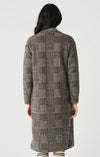 Long Sleeve Soft Knit Coat - Houndstooth Plaid