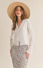 White chiffon blouse-white