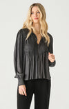 Black Tape Pintuck Long Sleeve Blouse Coal