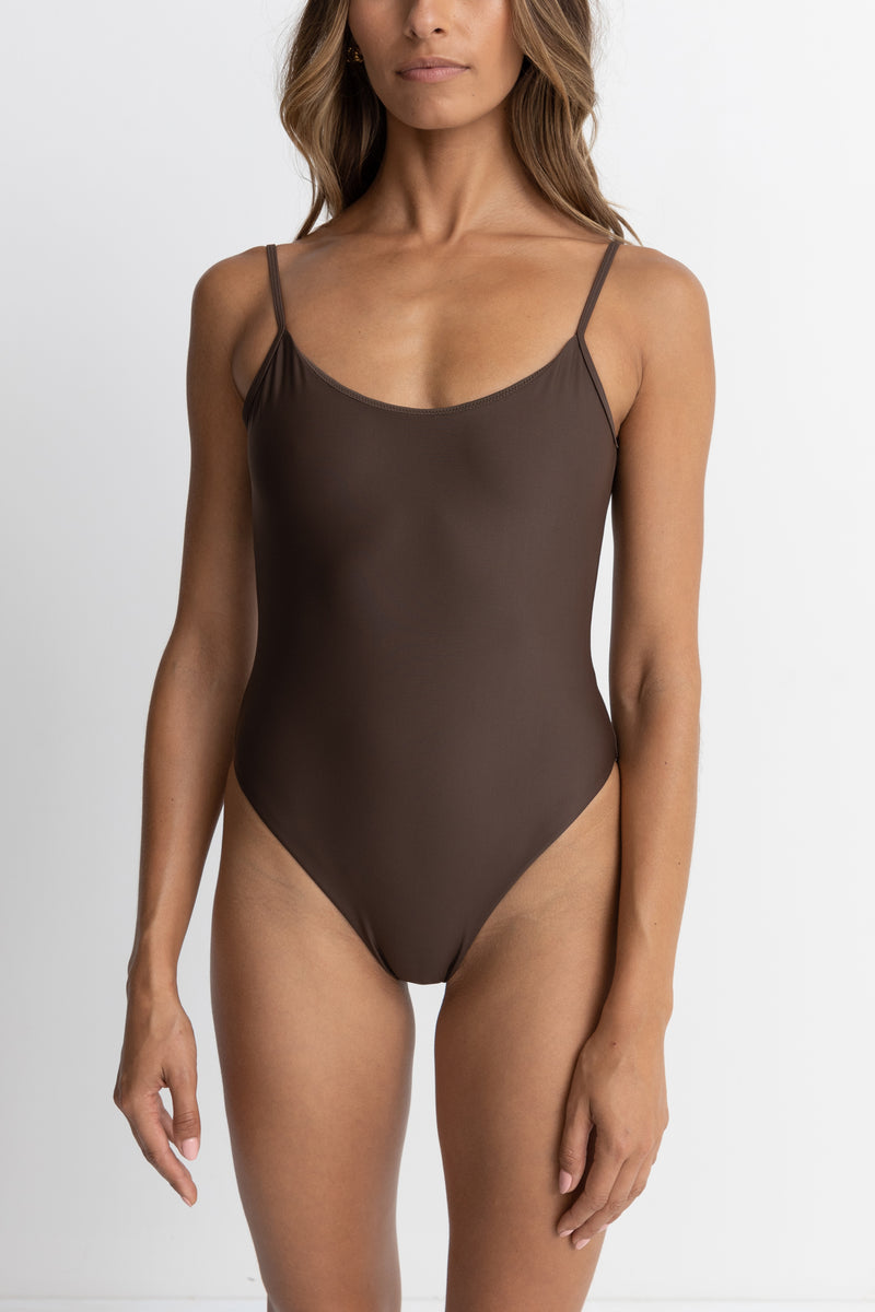 Classic Minimal One Piece in Chocolate