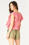 Flutter Sleeve V Neck Button