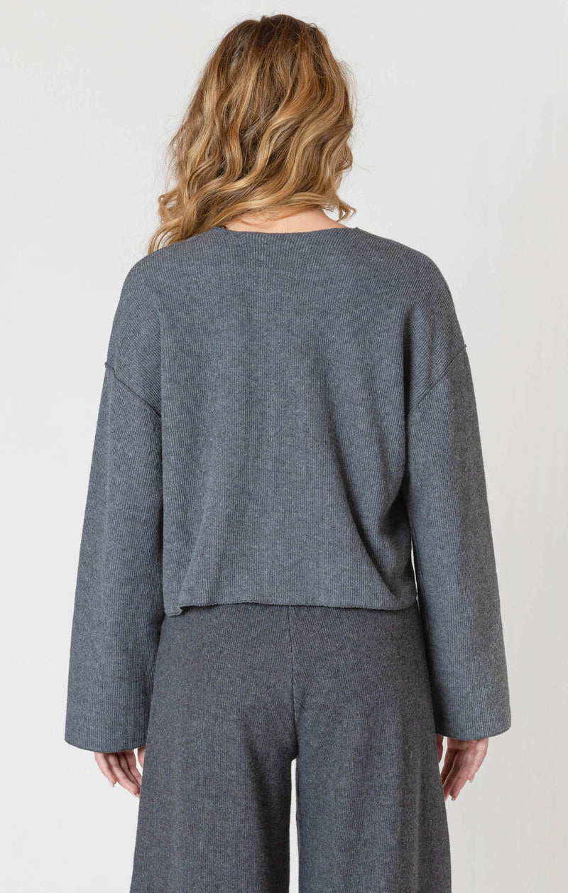 Ribbed Cardigan- Charcoal
