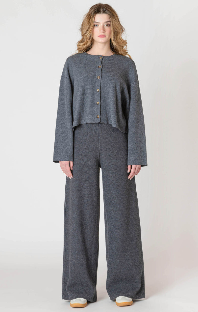 Ribbed Cardigan- Charcoal