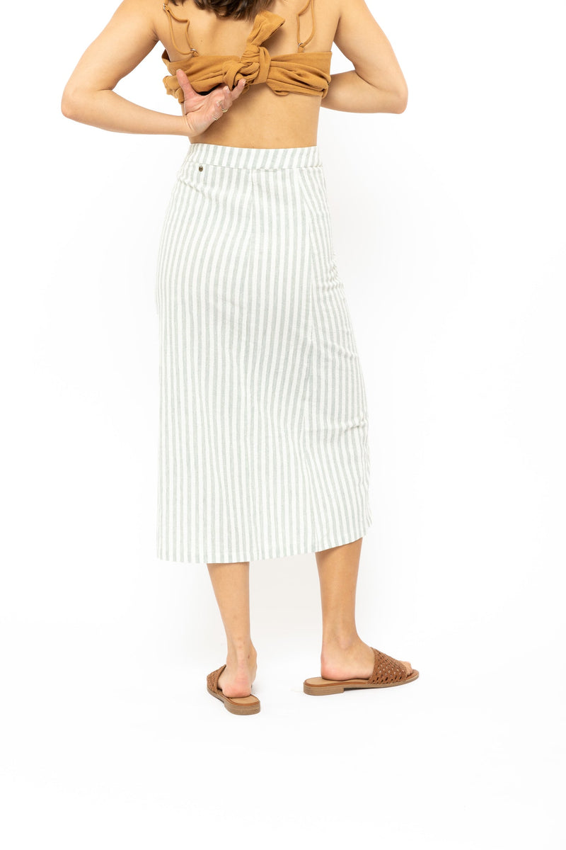 Coastal Midi Skirt Bottle Stripe