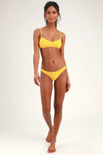 Flashdance Yellow Ribbed Bikini Top